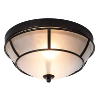 Engelch Black Flush Mount Ceiling Light, Classic Dome Light Fixtures Ceiling Mount, 2-Light Farmhouse Vintage Frosted Glass Ceiling Lamp For Hallway Bedroom Living Room Kitchen Bar