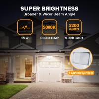 Lutec 55W Led Flood Light Outdoor 5200Lm Security Light With 3 Adjustable Heads Switch Controlled Exterior Outdoor Security Li