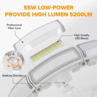 Lutec 55W Led Flood Light Outdoor 5200Lm Security Light With 3 Adjustable Heads Switch Controlled Exterior Outdoor Security Li