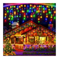 Xurisen 132Ft Christmas Lights Decorations Outdoor, 1280 Led 8 Modes Curtain Fairy Lights With 240 Drops,Plug In Waterproof Timer Memory Function For Christmas Holiday Wedding Party Decorations