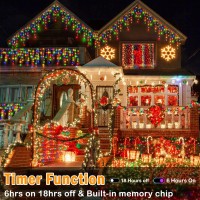 Xurisen 132Ft Christmas Lights Decorations Outdoor, 1280 Led 8 Modes Curtain Fairy Lights With 240 Drops,Plug In Waterproof Timer Memory Function For Christmas Holiday Wedding Party Decorations