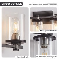 4 Light Bathroom Light Fixtures, Modern Black And Nickel Vanity Lights Over Mirror, Wall Sconce With Clear Glass Shade And Metal Base, Matte Black Vanity Lights For Bathroom