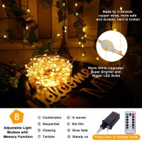 Decute 500Led Christmas Fairy String Lights Copper Wire Dimmable Twinkle Lights Timer With Remote Control, 164Ft Starry Lights With Ul Cerficated Decorative For Party Wedding Bedroom Tree, Warm White