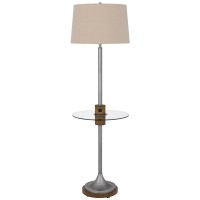 150W 3 Way Lavaca Metal Floor Lamp With Glass Tray Table