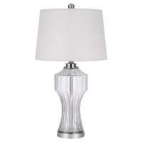 100W 3 Way Reston Column Glass Table Lamp