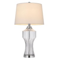 100W 3 Way Reston Column Glass Table Lamp