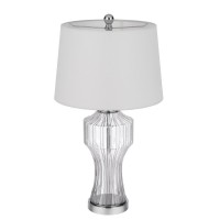 100W 3 Way Reston Column Glass Table Lamp