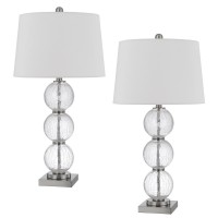 150W 3 Way Crosset Crackle Glass Table Lamp Priced And Sold As Pairs