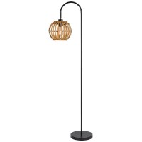 60W Worcrest Downbridge Metal Floor Lamp With Bamboo Shade