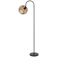 60W Worcrest Downbridge Metal Floor Lamp With Bamboo Shade