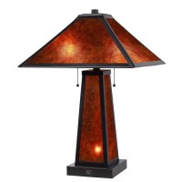 60W X 2 Nogales Mission Style Mica Table Lamp With 7W Night Light Night Light Bulb Included