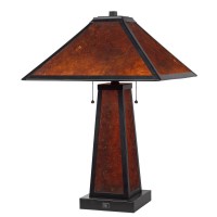 60W X 2 Nogales Mission Style Mica Table Lamp With 7W Night Light Night Light Bulb Included