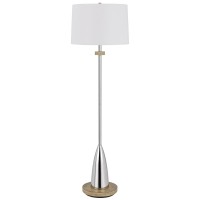 150W 3 Way Lockport Metal Floor Lamp With Rubber Wood Base