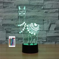 Superruidalong 3D Alpaca Night Lights Remote Control 16 Color Illusion Acrylic Led Table Bedside Lamp Children Bedroom Desk Decor Birthday Christmas Gift Toy For Kids