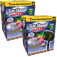 Star Shower Ultra 9 As-Seen-On-Tv With 9 Enhanced Modes For Spectacular Outdoor Holiday Laser Lighting With Thousands Of Lights Covering 3200 Square Feet, Pack Of 2