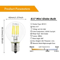 5Pack S11 Led Bulbs E17 Intermediate Base Edison Globe Light Bulbs 40 Watt Equivalent6000K Daylight 4W For Bedside Lamp Bulbl