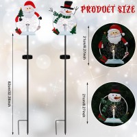 Spiareal 4 Pack Christmas Metal Lights Outdoor Solar Stake Light Snowman Christmas Garden Stake Light With Warm Lights Solar Christmas Yard Decor For Garden Lawn Pathway Holiday Winter (Lovely Style)