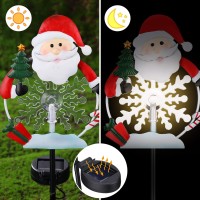 Spiareal 4 Pack Christmas Metal Lights Outdoor Solar Stake Light Snowman Christmas Garden Stake Light With Warm Lights Solar Christmas Yard Decor For Garden Lawn Pathway Holiday Winter (Lovely Style)