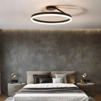 Ceiling Light , Black Ring Modern And Simple Flush Mount Ceiling Light Led Energy Saving Without Flicker Ceiling Lamp Acrylic Lampshade With Uniform Light Transmission Ceiling Lights Bedroom Living Ro