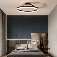 Ceiling Light , Black Ring Modern And Simple Flush Mount Ceiling Light Led Energy Saving Without Flicker Ceiling Lamp Acrylic Lampshade With Uniform Light Transmission Ceiling Lights Bedroom Living Ro