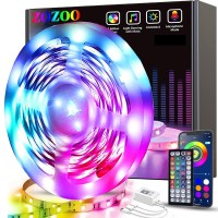 Zozoo 32.8Ft Smart Led Lights For Bedroom, Bluetooth Led Lights App & Remote Control, Rgb Led Strip Lights Music Sync With Color Changing For Room Home Party Festival Decoration