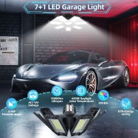 Yibeyyds Led Garage Light 4 Pack, 200W 6500K Garage Light Garage Lights Ceiling Led With 7+1 Adjustable Panels, Led Shop Lights For Garage, Barn, Workshop, Basement Support E26/E27