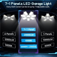 Yibeyyds Led Garage Light 4 Pack, 200W 6500K Garage Light Garage Lights Ceiling Led With 7+1 Adjustable Panels, Led Shop Lights For Garage, Barn, Workshop, Basement Support E26/E27