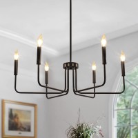 Rviezza 6 Light Black Chandelier Modern Farmhouse Chandelier For Dining Room Lighting Fixtures Hanging Rustic Industrial Candle