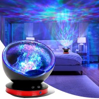 Qaofuz Ocean Wave Projector, 12 Led Remote Control Night Light Lamp Timer 8 Colors Changing Led Kids Night Light Projector Lamp For Baby Kids Adult Bedroom Living Room And Holiday Party Decorations