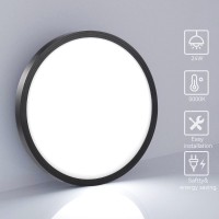 2800Lm Flush Mount Led Ceiling Lights,9 Inch Black 24W Slim Ceiling Light Fixture Round Day White 6000K Thin Round Flat Ceiling Light 120V Surface Led Ceiling Light 250W Equivalent (Black-4Pack)