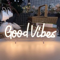 Good Vibes Table Number Neon Sign Desk Lamp Night Light Wedding Letter Led Neon Sign Wedding Table Decorations Neon Light Bedroo