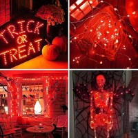 Blingstar Halloween Fairy Lights Red Christmas Lights Usb Powered String Lights 2 Pack 33Ft 100 Led Silver Wire Lights For Hallo