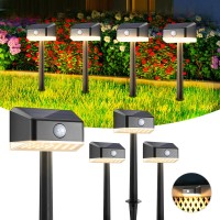 Linkind Solar Pathway Lights, Motion Sensor Solar Outdoor Lights Waterproof, 2 In 1 Led Outdoor Solar Lights For Walkways Pathway Yard Landscape Fence, Warm White, 4 Pack