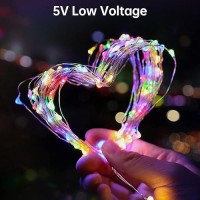 Blingstar Fairy Lights Multicolor Christmas Lights Usb Powered Colored String Lights 2 Pack 33Ft 100 Led Copper Wire Lights For