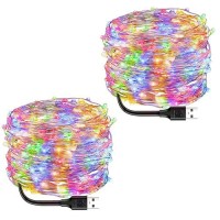 Blingstar Fairy Lights Multicolor Christmas Lights Usb Powered Colored String Lights 2 Pack 33Ft 100 Led Copper Wire Lights For