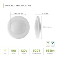 Asd Led Disk Lights 4 Inch 2700K3000K3500K4000K5000K 10W 685Lm Low Profile Dimmable Flush Mount Ceiling Light Surface