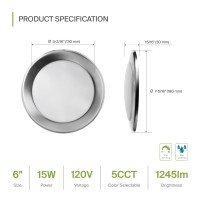 Asd 12 Pack Led Disk Lights 6 Inch 15W 5Cct 2700K5000K 1245Lm Dimmable Flush Mount Ceiling Light Fixture Low Profile Surface