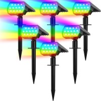 Solar Spot Lights Outdoor Color Changing,[7 Modes/6 Pack] Christmas Ip65 Waterproof Landscape Spotlights, Dusk To Dawn Solar Powered Security Light For Patio Gate Walkway Pool Garden Yard Driveway