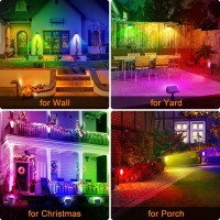 Solar Spot Lights Outdoor Color Changing,[7 Modes/6 Pack] Christmas Ip65 Waterproof Landscape Spotlights, Dusk To Dawn Solar Powered Security Light For Patio Gate Walkway Pool Garden Yard Driveway