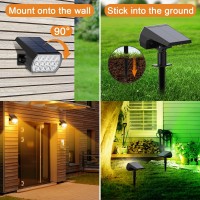 Solar Spot Lights Outdoor Color Changing,[7 Modes/6 Pack] Christmas Ip65 Waterproof Landscape Spotlights, Dusk To Dawn Solar Powered Security Light For Patio Gate Walkway Pool Garden Yard Driveway