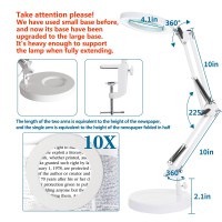 10X Magnifying Glass With Light Hitti 1800 Lumens Stepless Dimmable 3 Color Modes 42 Real Glass Lens Led Magnifying Desk La