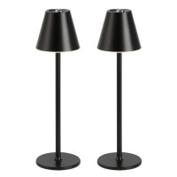 2 Pack Led Cordlesstable Lamp,4000Mah Rechargeable Battery Desk Lamp,3 Level Brightness Night Light, Metal Shell,Minimalist Design, For Couple Dinner/Coffee Table/Restaurant/Bedroom(Black 2Pack)