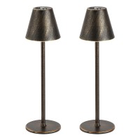 2 Pack Led Cordlesstable Lamp,4000Mah Rechargeable Battery Desk Lamp,3 Level Brightness Night Light, Metal Shell,Simple Design, For Couple Dinner/Coffee Table/Restaurant/Bedroom(Vintage Copper 2Pack)