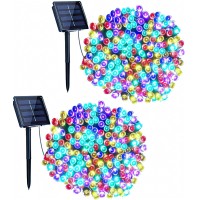 Toyyot 2 Pack Multicolor Solar Christmas Lights Outdoor Waterproof 8 Modes 72 Ft 400 Led Solar String Lights,Solar Powered Christmas Lights For Garden, Xmas Tree, Party, Christmas Decorationsle