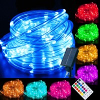 18 Colors 33Ft Solar Rope Lights Outdoor Waterproof Led Color Changing 100 Led Rope Lights Blue Green Pink Fairy String Tube Li