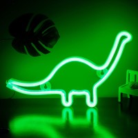 Dinosaur Neon Sign Night Light, Qunlight Usb & Battery Operated Glowing Neon Decorative Green Color Led Light Wall Decor For Kids Room Party Bar Decorations(Dinosaur B)