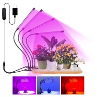 Grow Lights For Indoor Plants, Small Led Grow Light For Indoor Plants With Red Blue Full Spectrum, 1-Head Gooseneck Clip On Plant Grow Lamp With 3 Modes & 10-Level Dimmable & 3/9/12H On/Off Timer