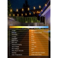 Gpatio 30Ft Outdoor String Lights, Waterproof Patio Lights With 16 Dimmable Hanging Lights Globe St38 Bulbs, 2700K Shatterproof Connectable For Backyard Gazebo Porch Garden Commerical Outside Decor