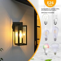 Outdoor Lights With Outlet Wall Lantern Porch Light Fixtures Exterior Waterproof Wall Sconce Clear Glass Black Wall Lights Fo