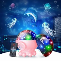 Night Light Projector,Ocean Star Night Light For Kids Room,Dinosaur Toys With 360A Rotation,Remote And Timer,3 Projection Films,17 Light Modes,9 Lullaby Songs,Birthday Christmas Gifts Kids Toys-Pink